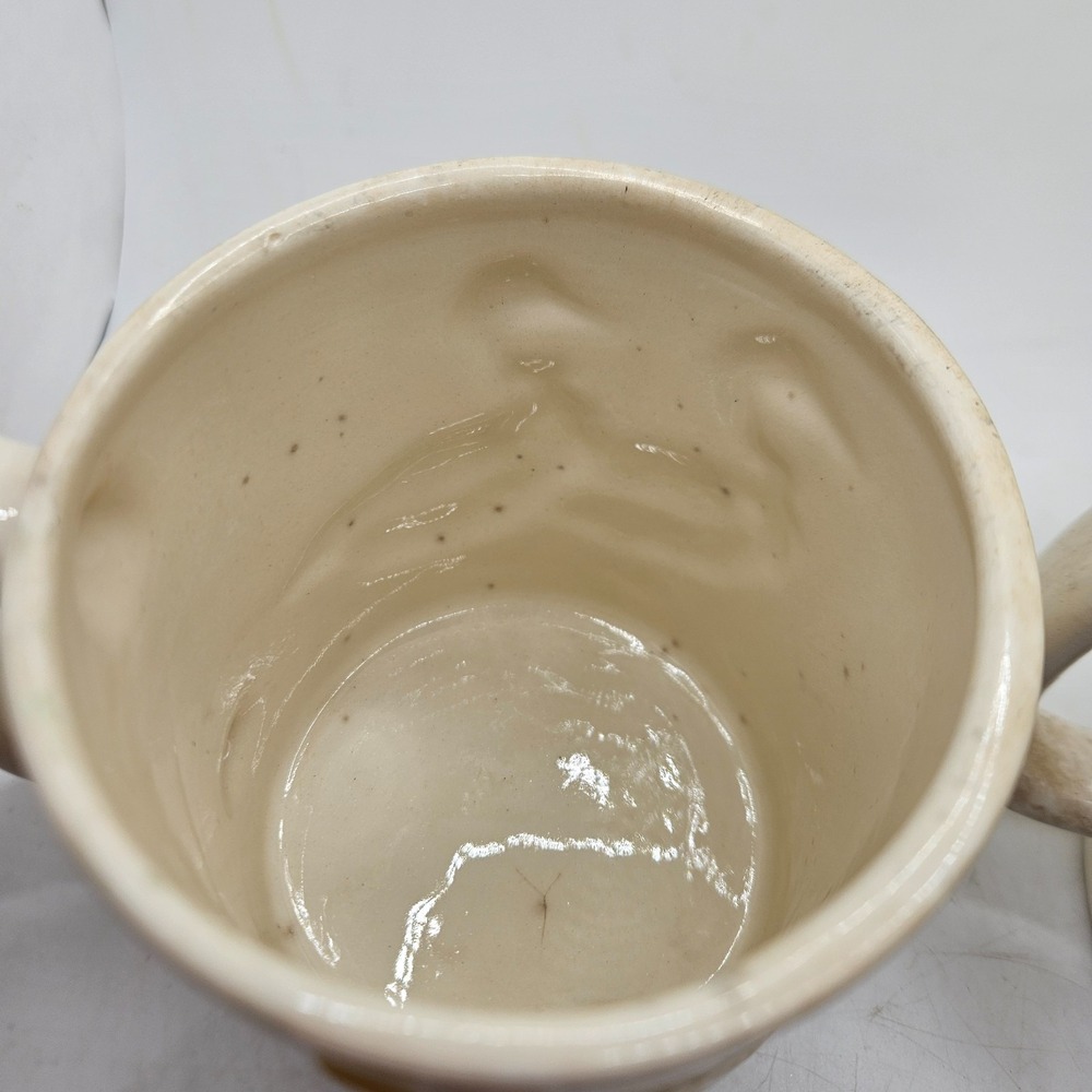 Vintage Ceramic Goose Mugs Set of 2 Raised Geese Blue Bows Cottagecore - Picture 5 of 10